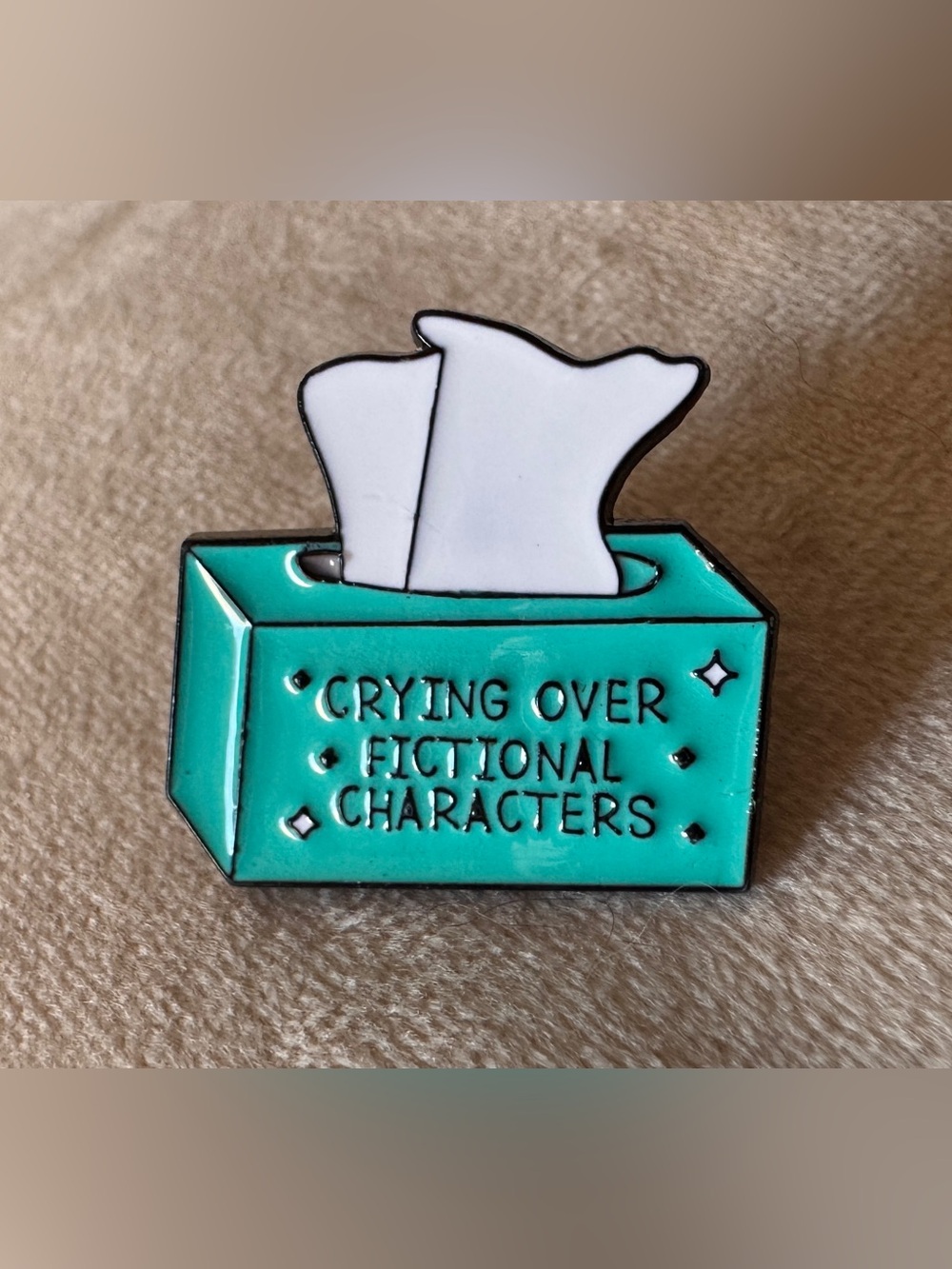 Crying Over Fictional Characters Bookish Enamel Pin NWT
